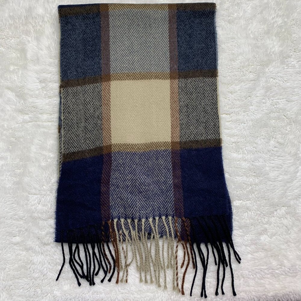 Tommy Hilfiger Blue Cream Plaid Scarf